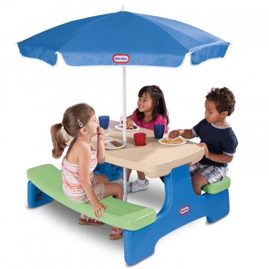 Little Tikes ♥ Easy Store™ Picnic Table with Umbrella Blue\Green